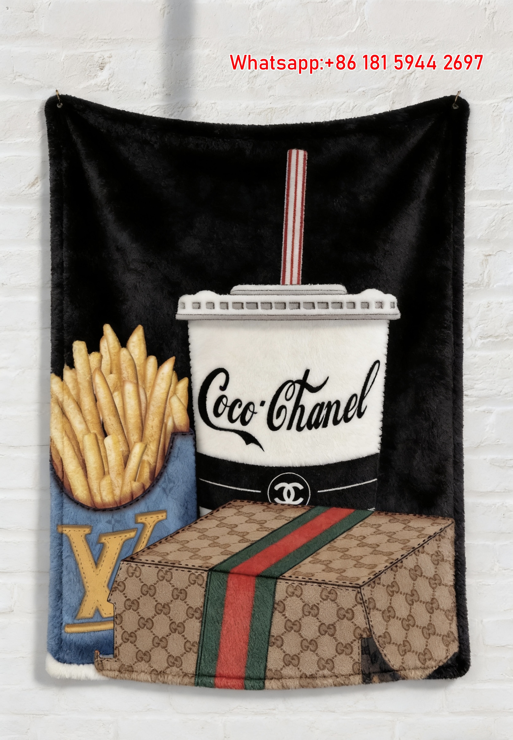 Gucci Burger Fast Fashion Feast throw blankets IMG_2702
